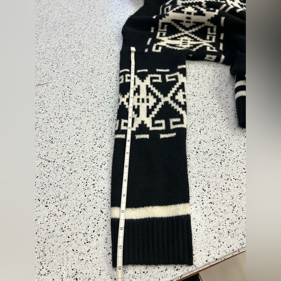 CeCe Black and White Patterned Turtleneck Sweater - Picture 8 of 9